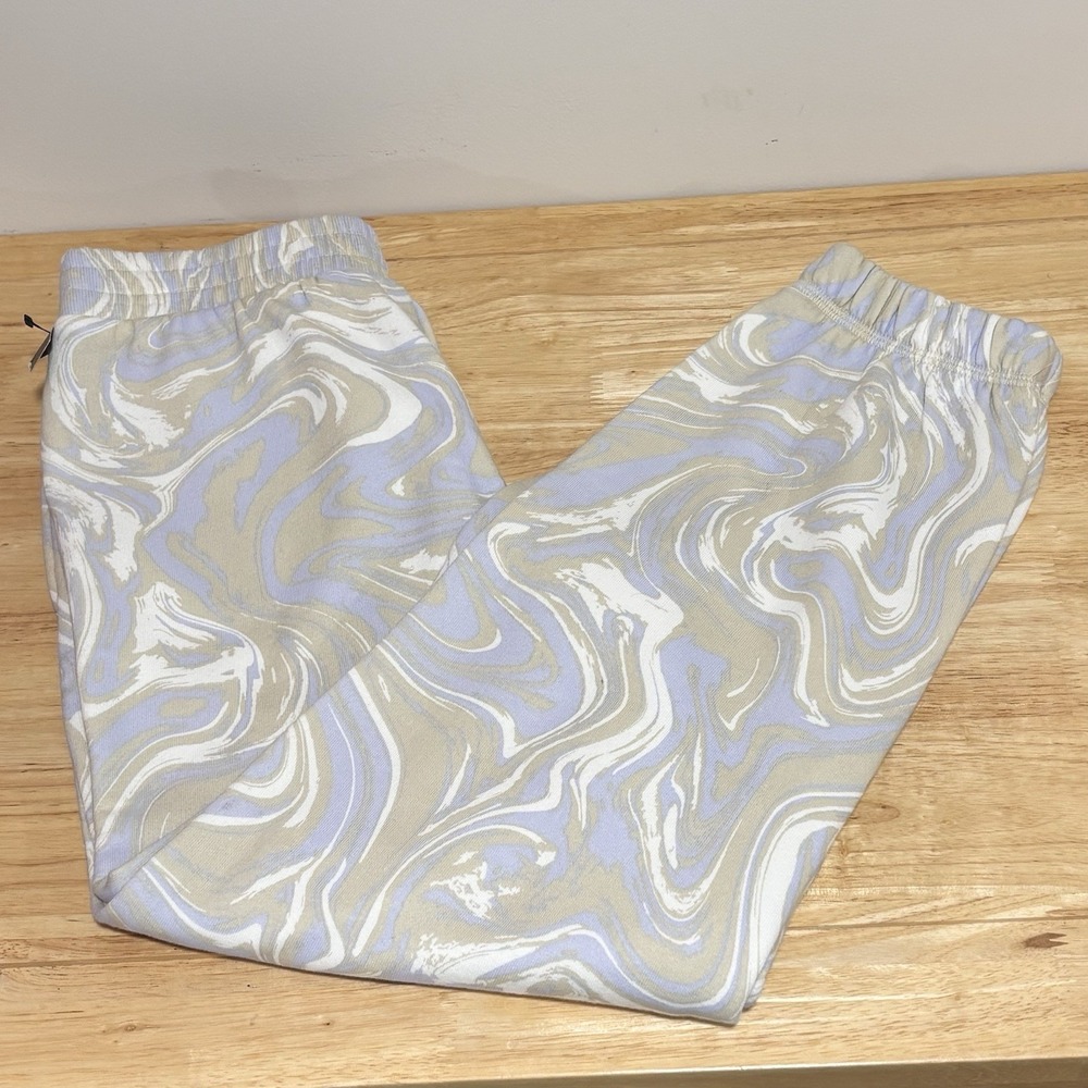 Art class Quaint Blue Marble Fleece Jogger Sweats Girls Size 7/8 Elastic‎ Waist